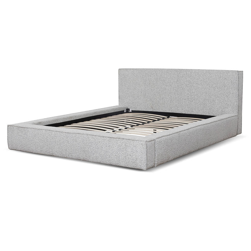 Queen Sized Lazio Bed Frame - Cloudy Pepper Boucle