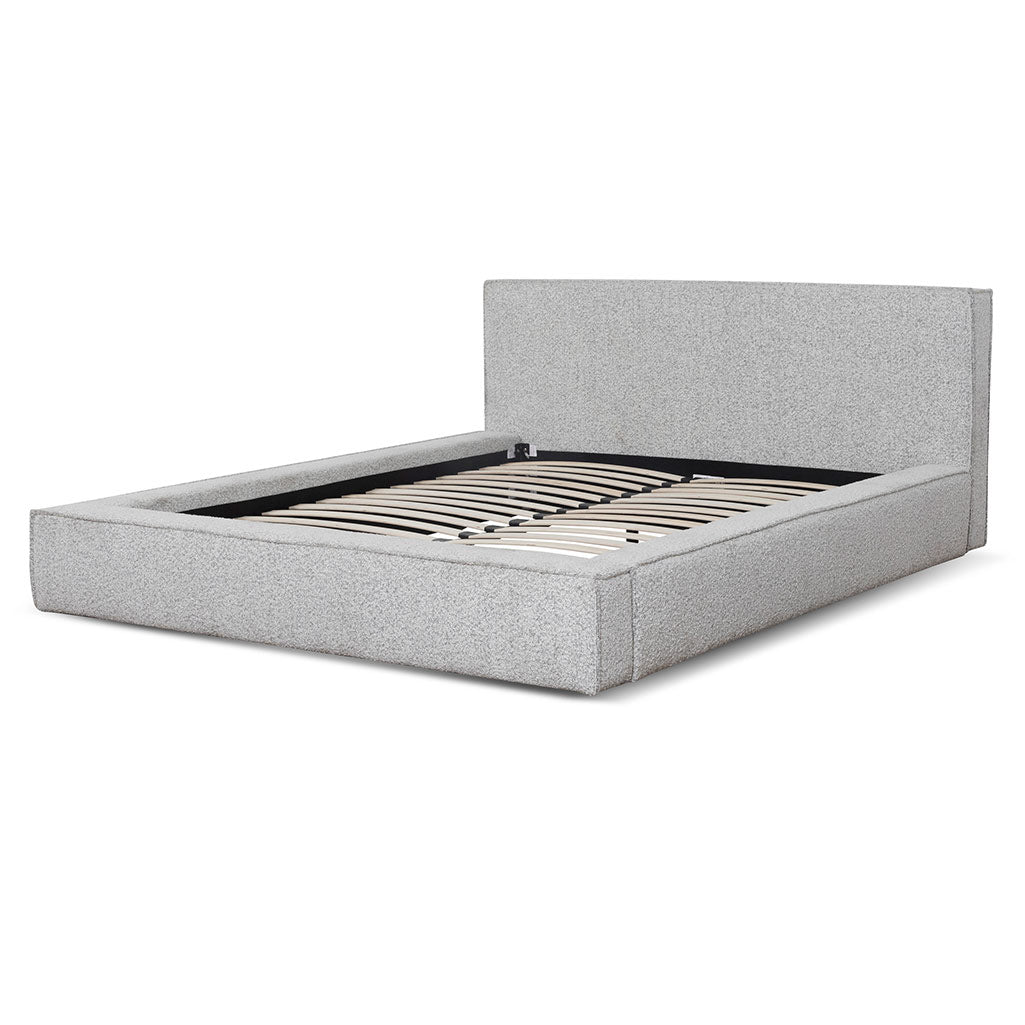 Queen Sized Lazio Bed Frame - Cloudy Pepper Boucle