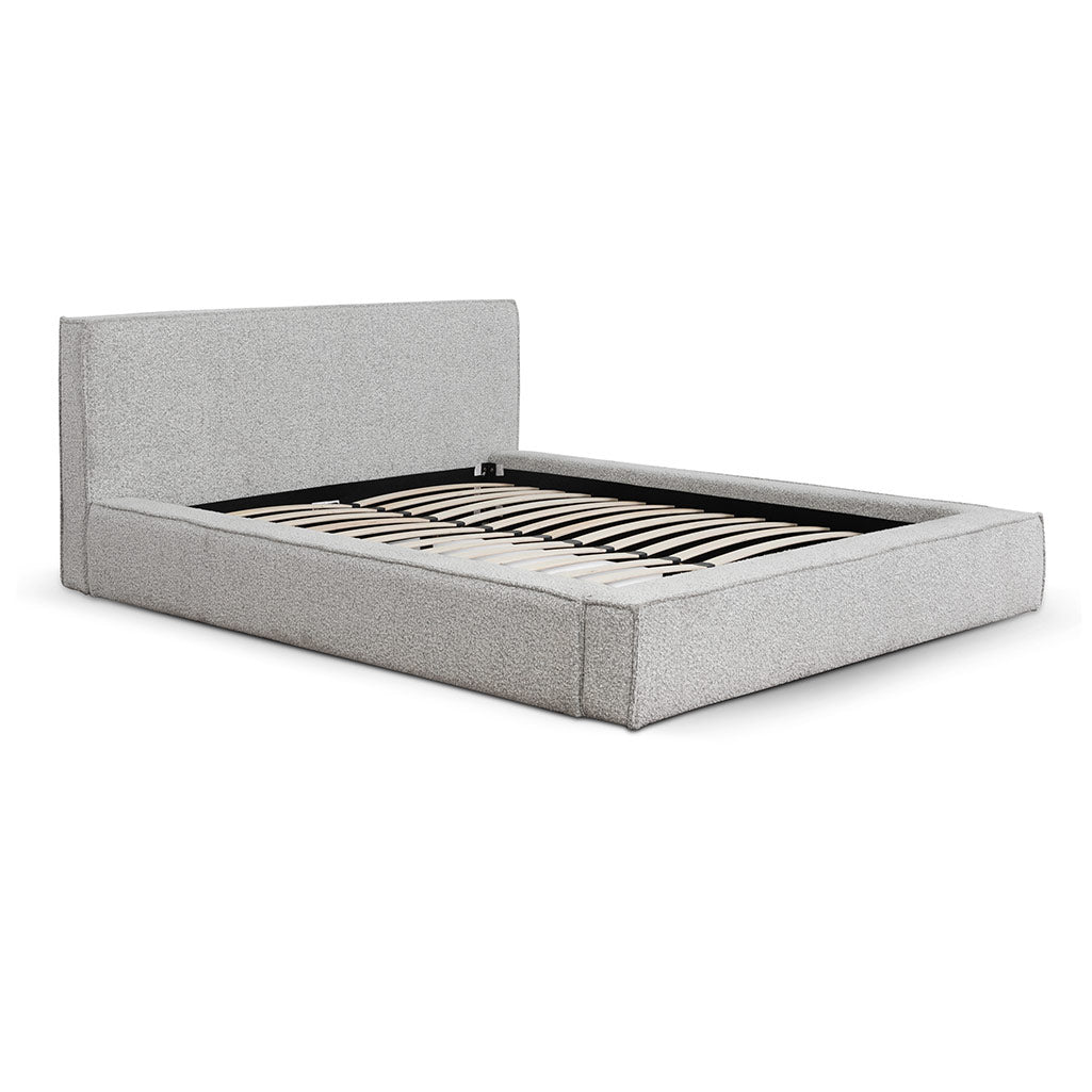 Queen Sized Lazio Bed Frame - Cloudy Pepper Boucle