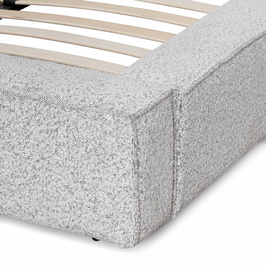 Queen Sized Lazio Bed Frame - Cloudy Pepper Boucle