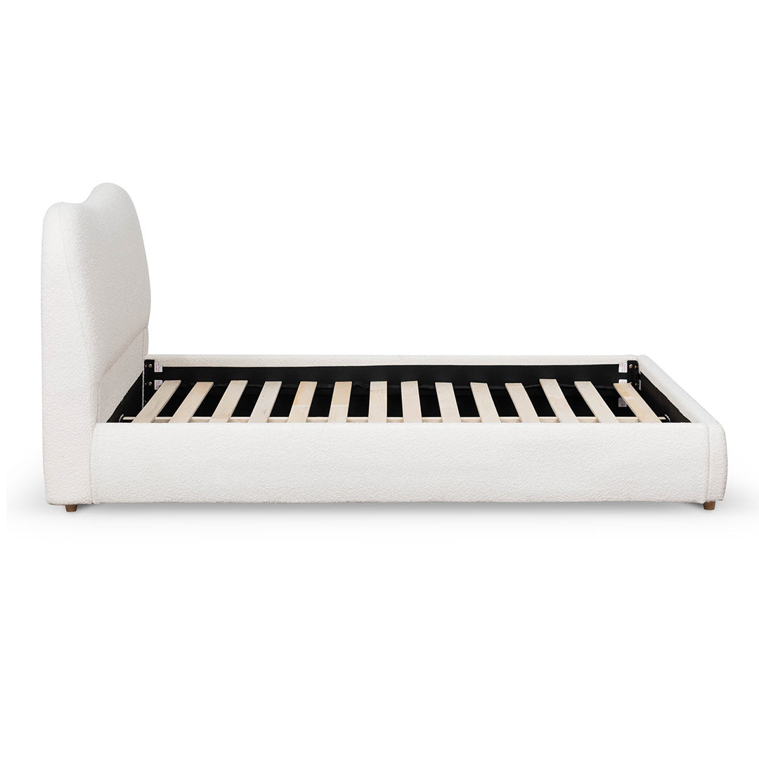 Queen Lazio Bed Frame - Cream White Boucle