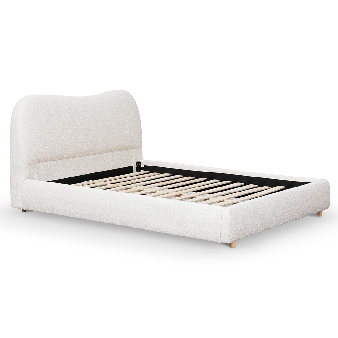 Queen Lazio Bed Frame - Cream White Boucle