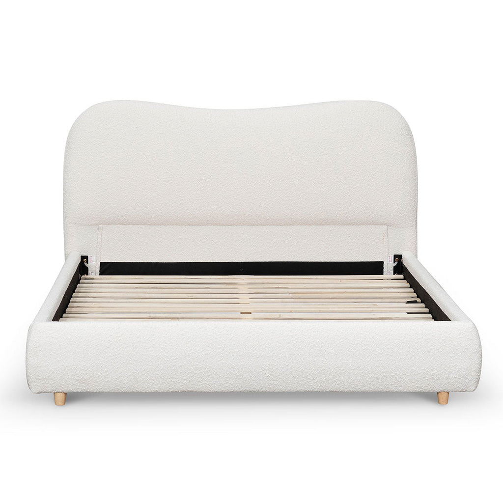 Queen Lazio Bed Frame - Cream White Boucle