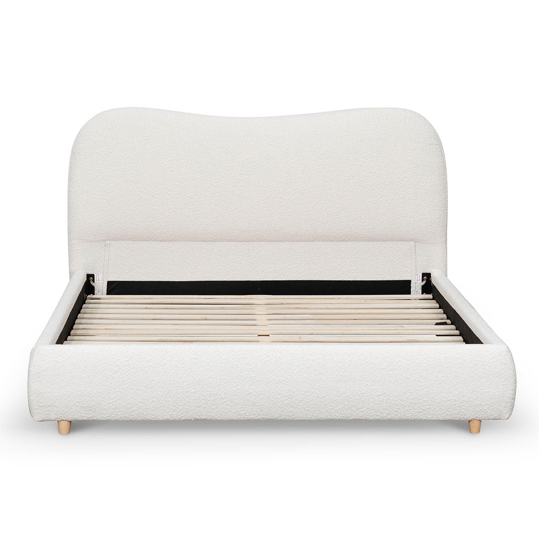 Queen Lazio Bed Frame - Cream White Boucle