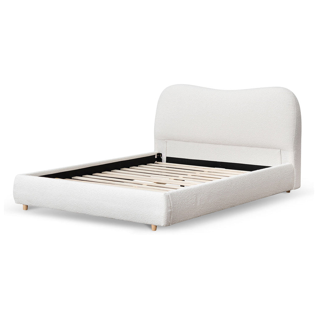 Queen Lazio Bed Frame - Cream White Boucle