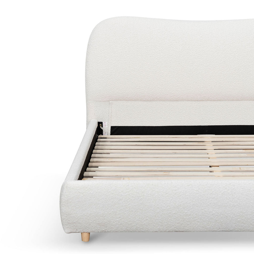 Queen Lazio Bed Frame - Cream White Boucle