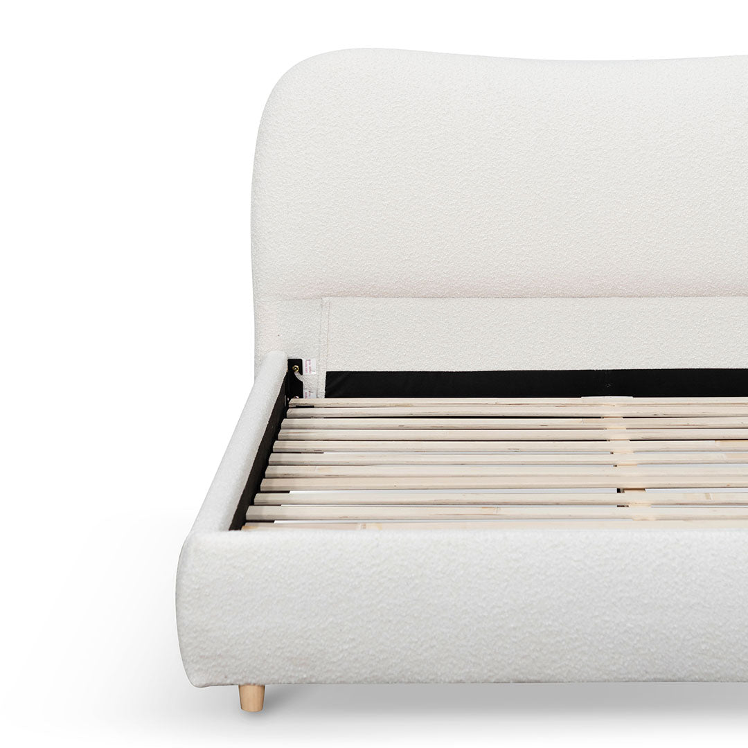 Queen Lazio Bed Frame - Cream White Boucle