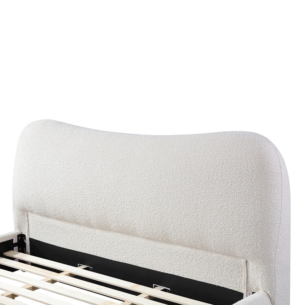 King Lazio Bed Frame - Cream White Boucle