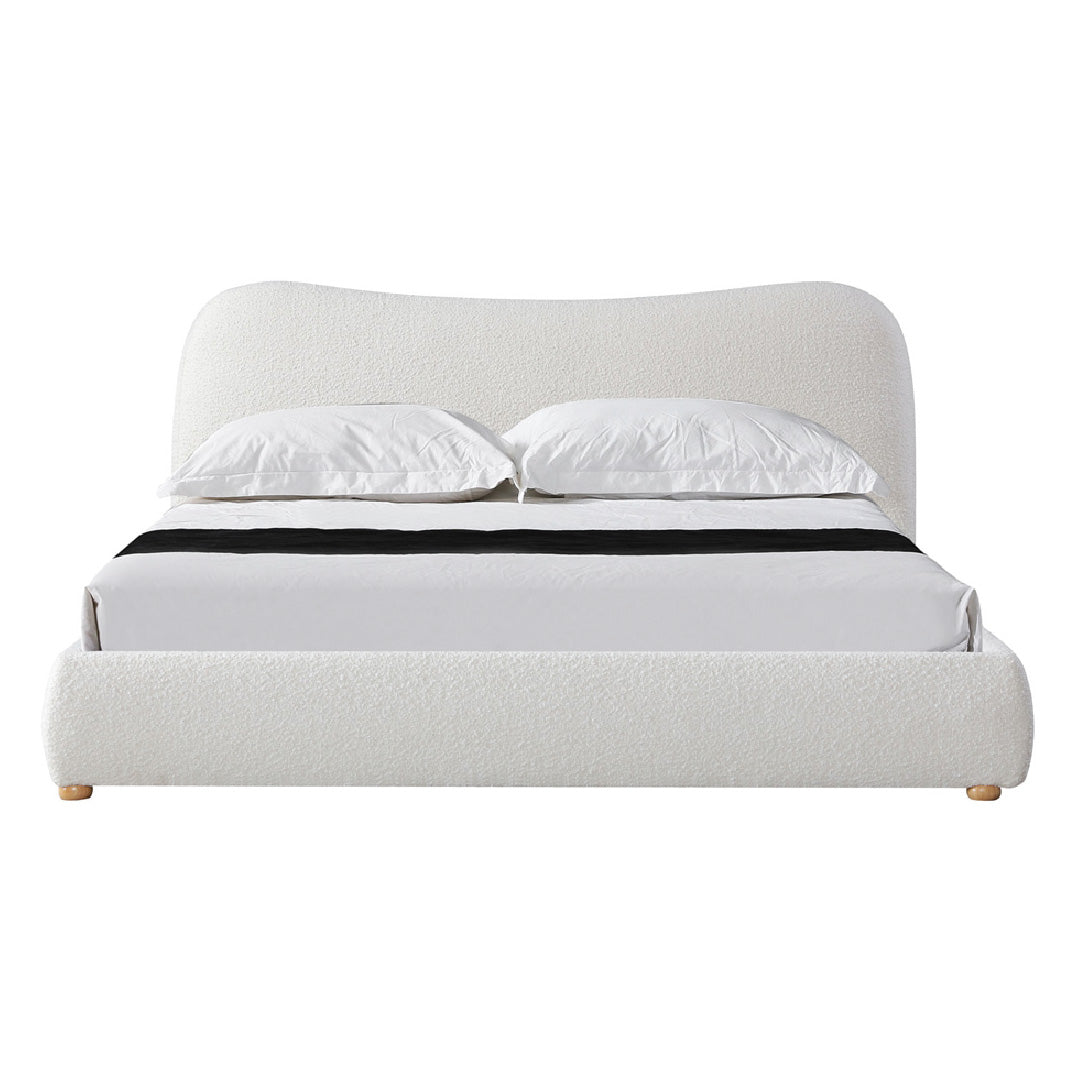 King Lazio Bed Frame - Cream White Boucle