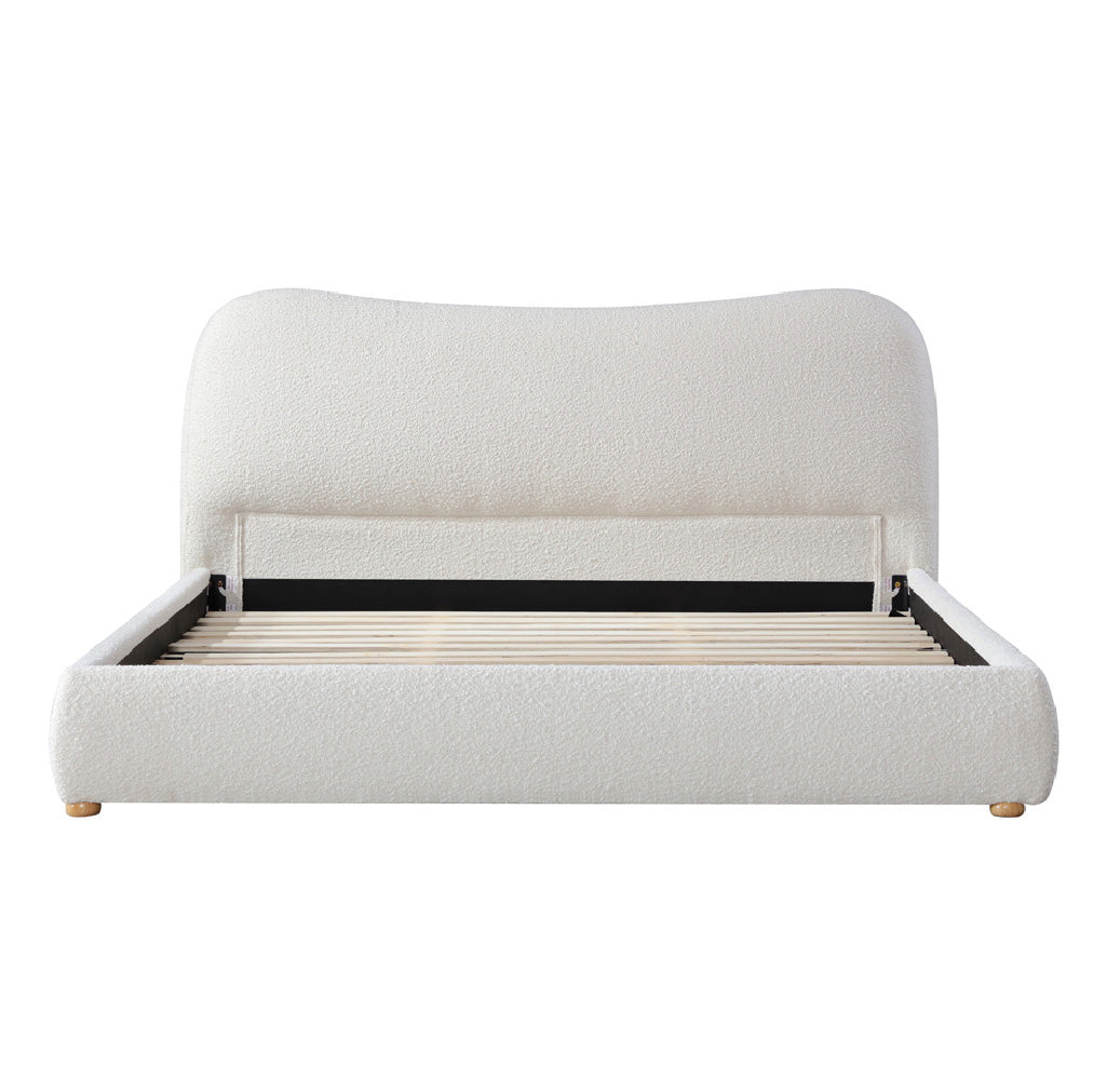 King Lazio Bed Frame - Cream White Boucle