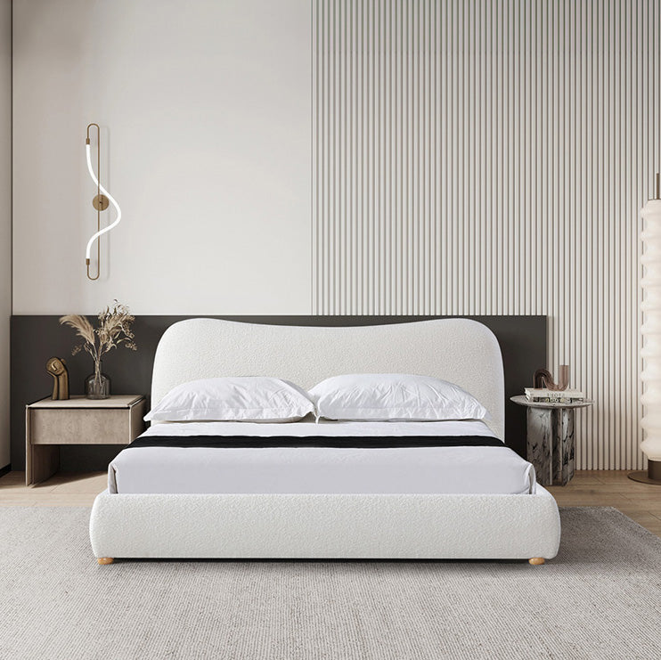 King Lazio Bed Frame - Cream White Boucle