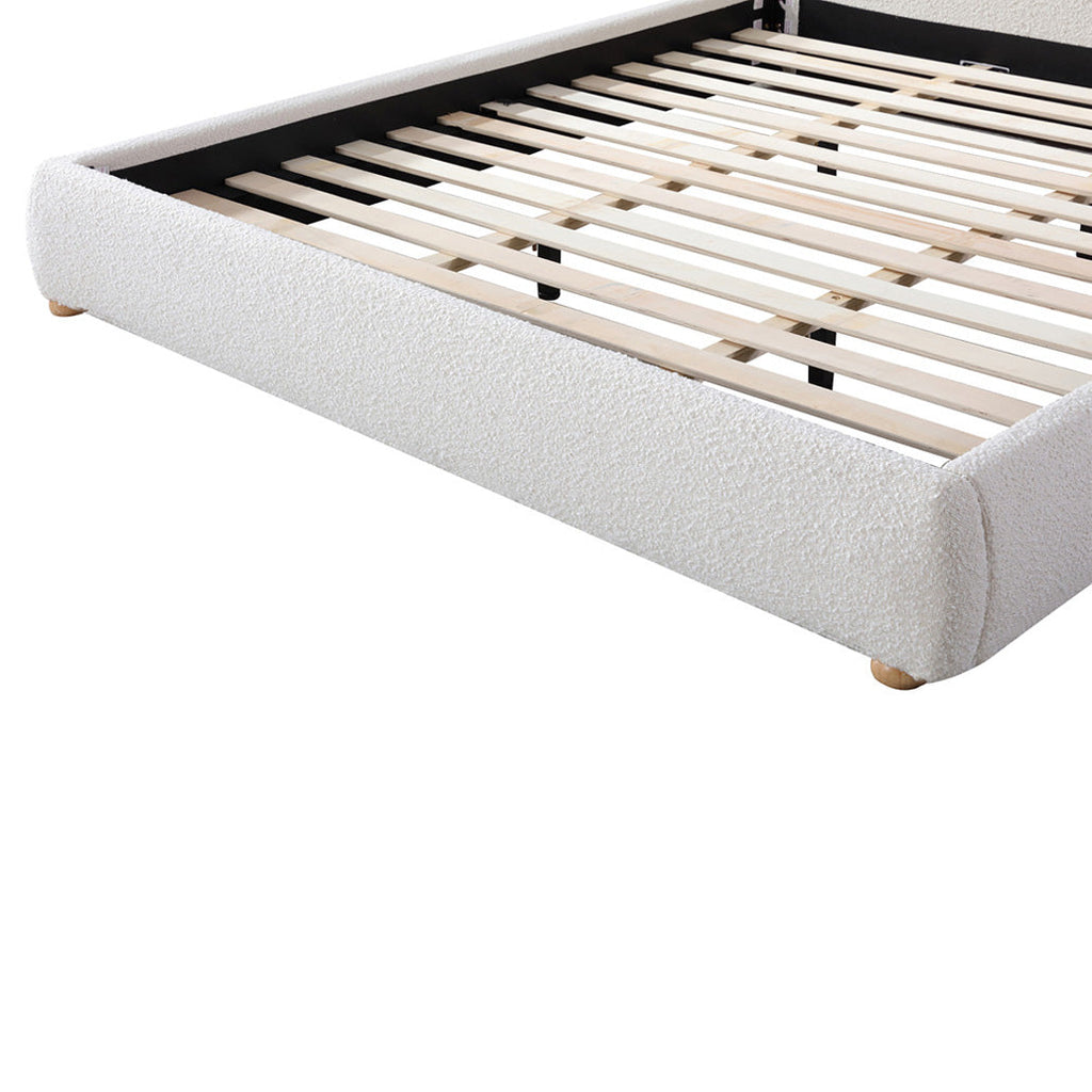 King Lazio Bed Frame - Cream White Boucle