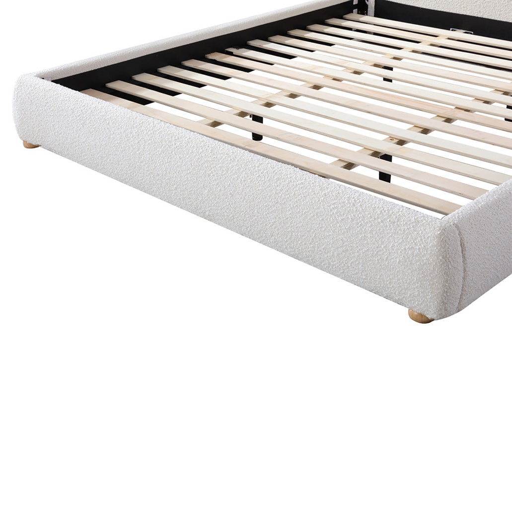 King Lazio Bed Frame - Cream White Boucle