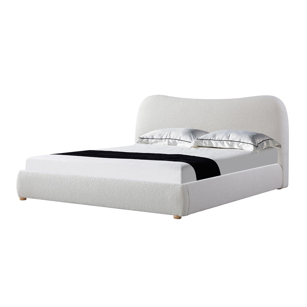 King Lazio Bed Frame - Cream White Boucle