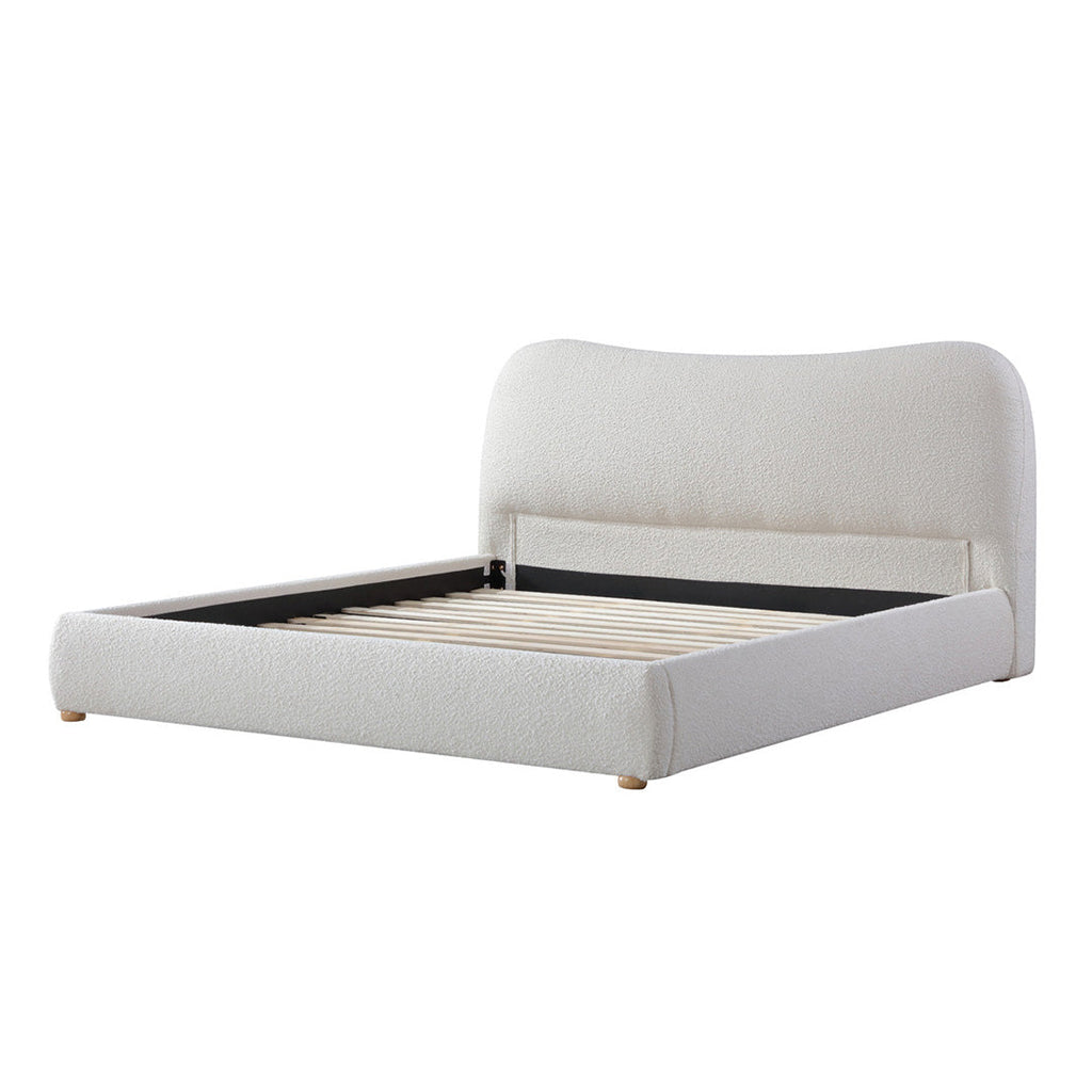 King Lazio Bed Frame - Cream White Boucle