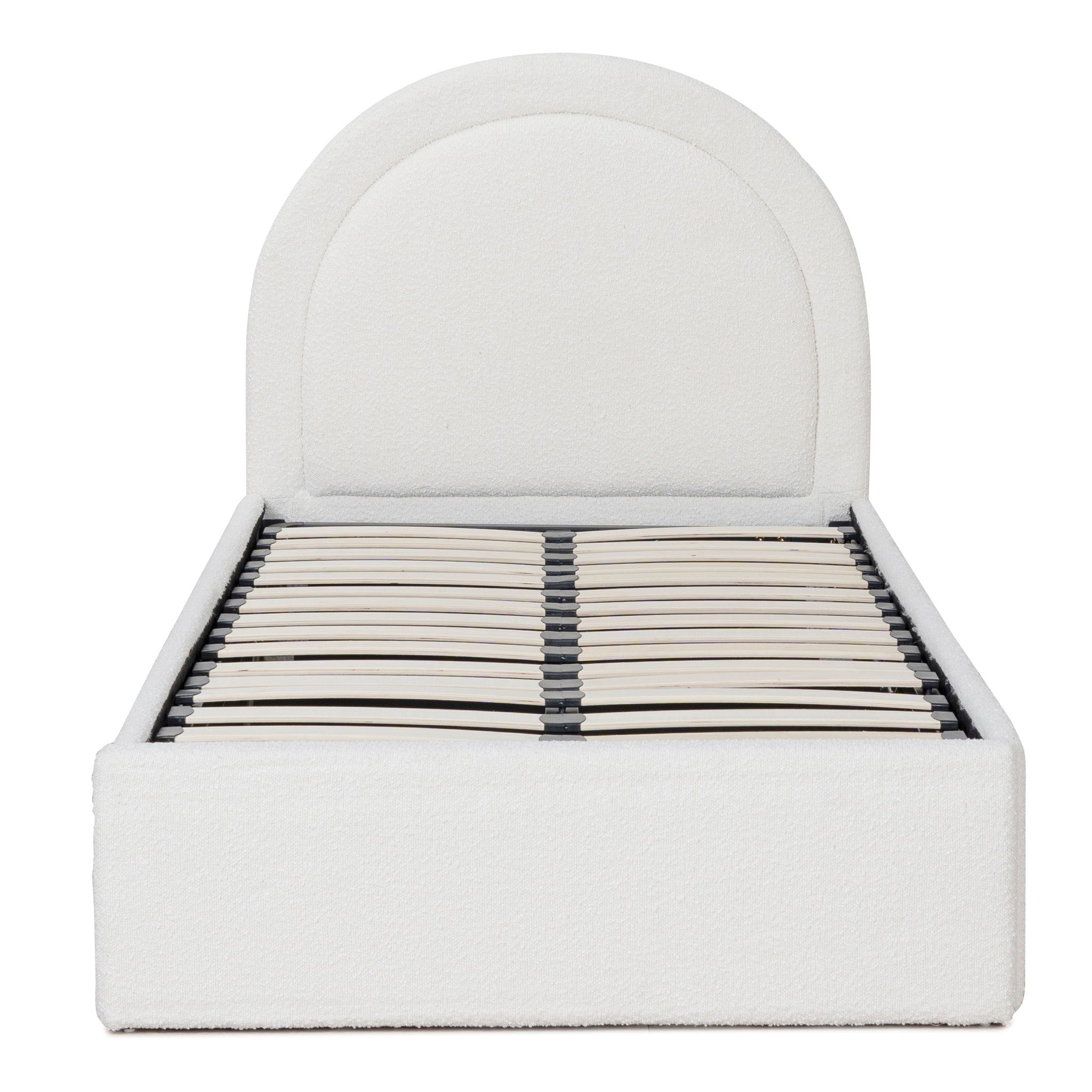 Single Sized Lazio Bed Frame - Antique White Boucle with Storage