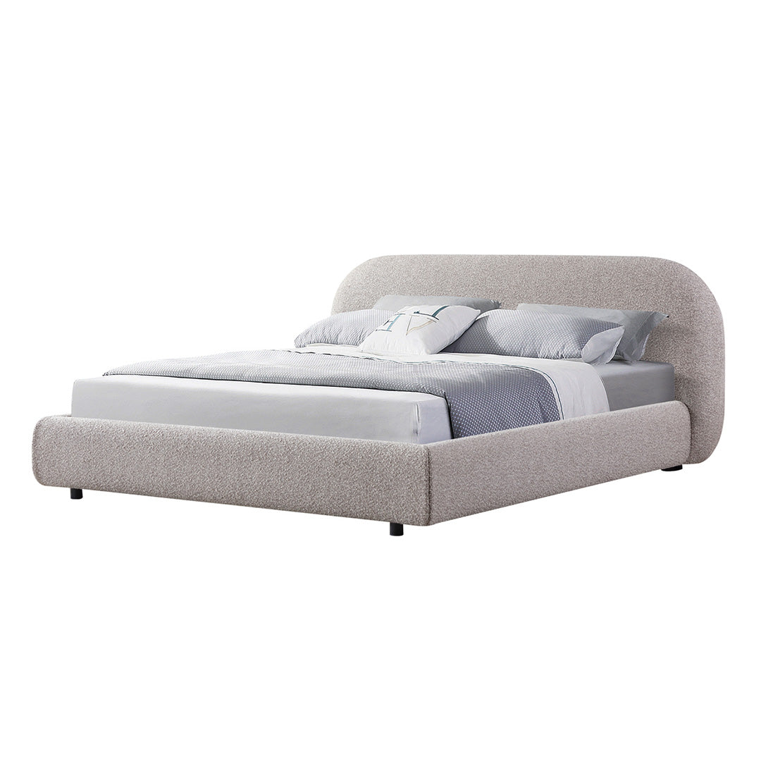 Queen Lazio Bed Frame - Olive Brown Boucle