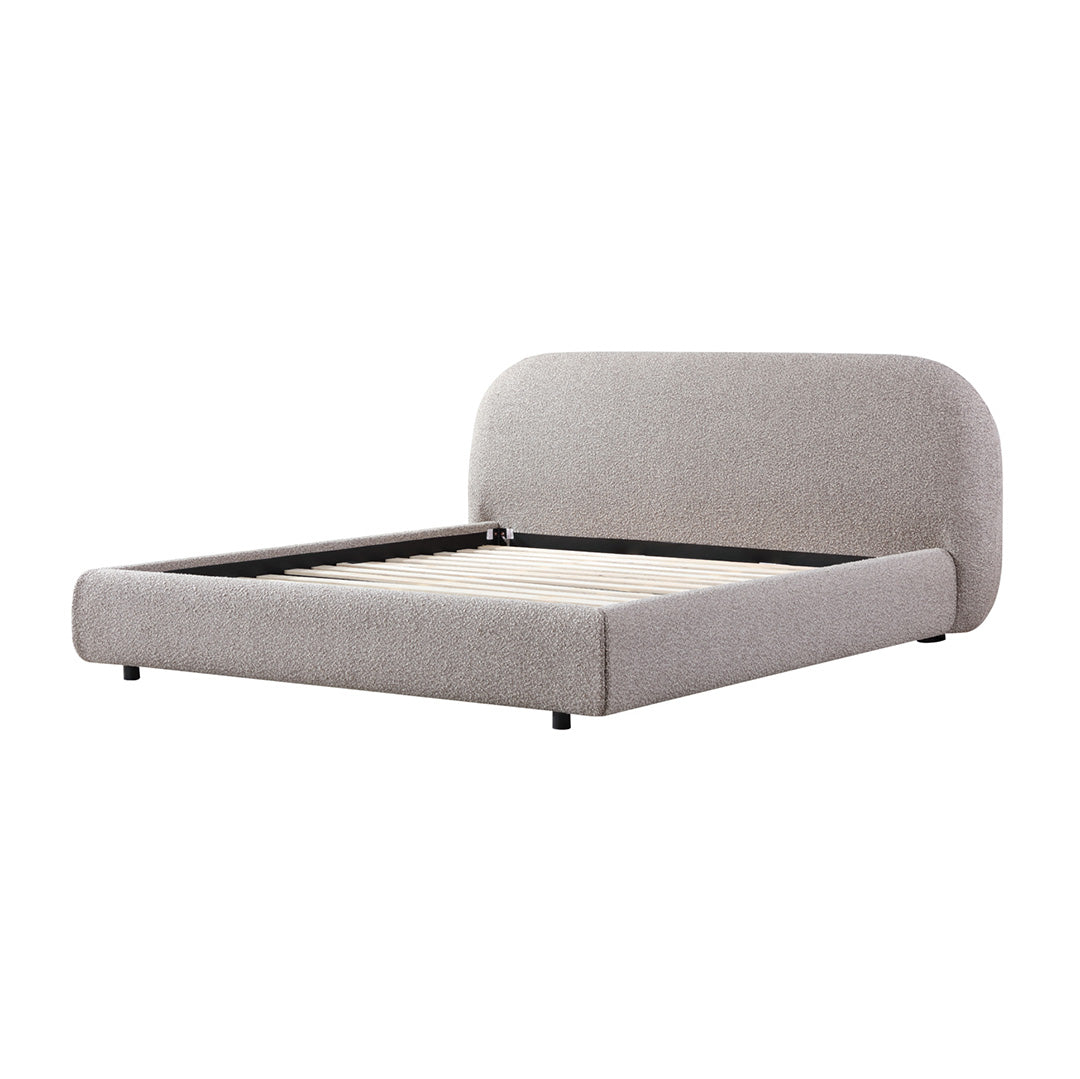 King Lazio Bed Frame - Olive Brown Boucle