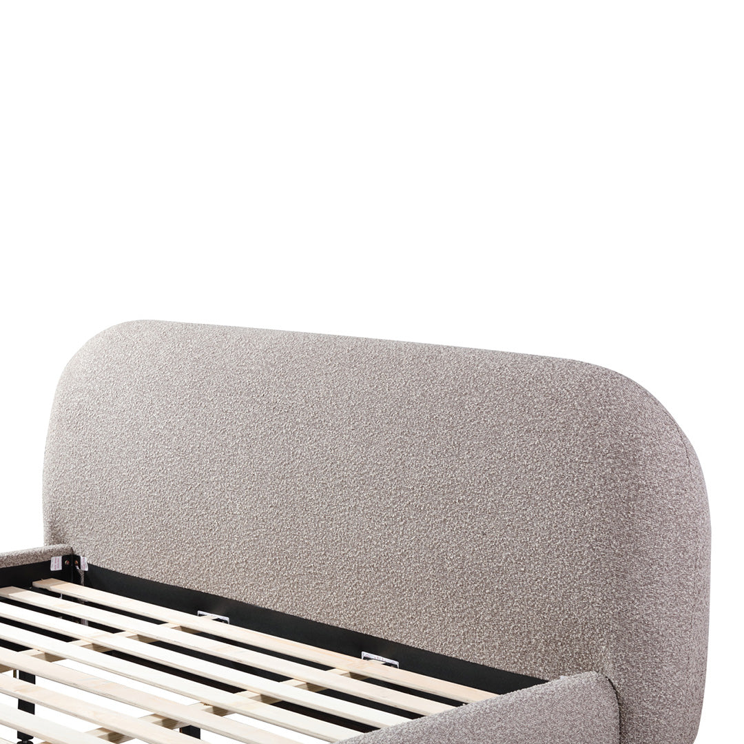 Queen Lazio Bed Frame - Olive Brown Boucle
