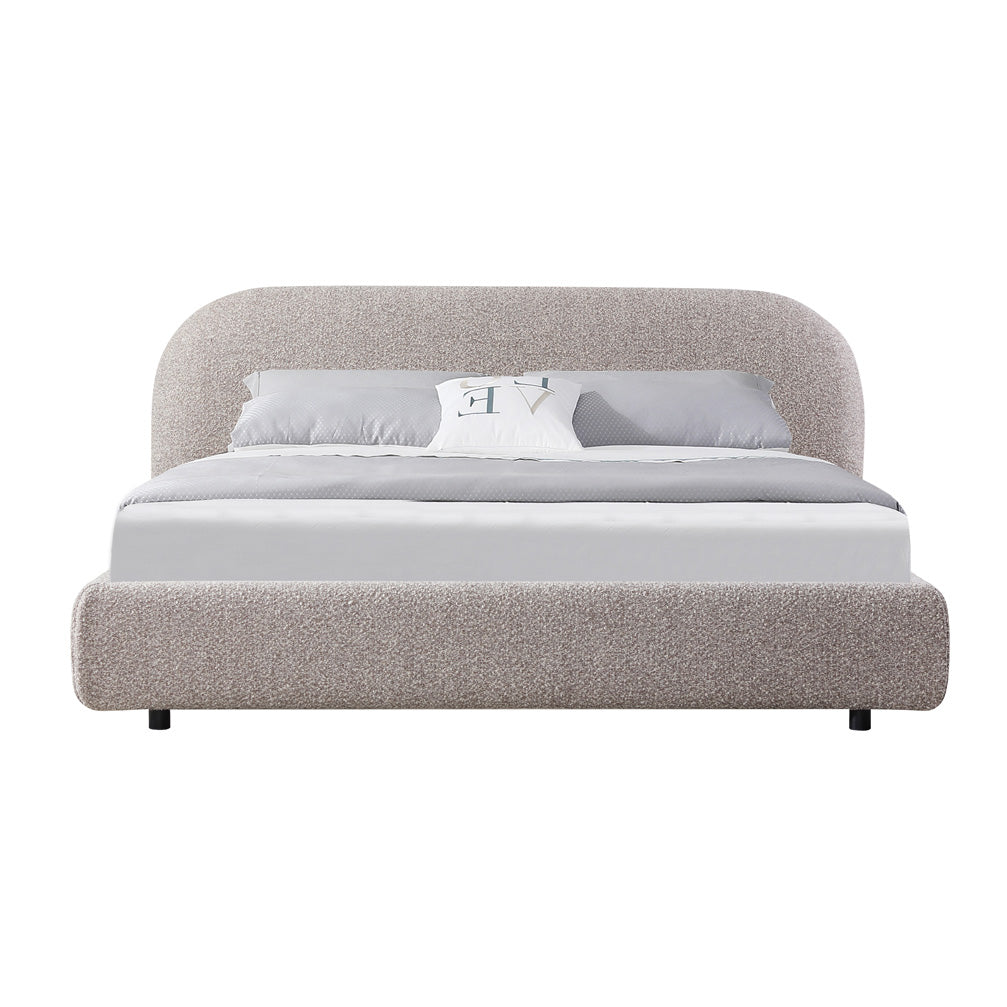 Queen Lazio Bed Frame - Olive Brown Boucle
