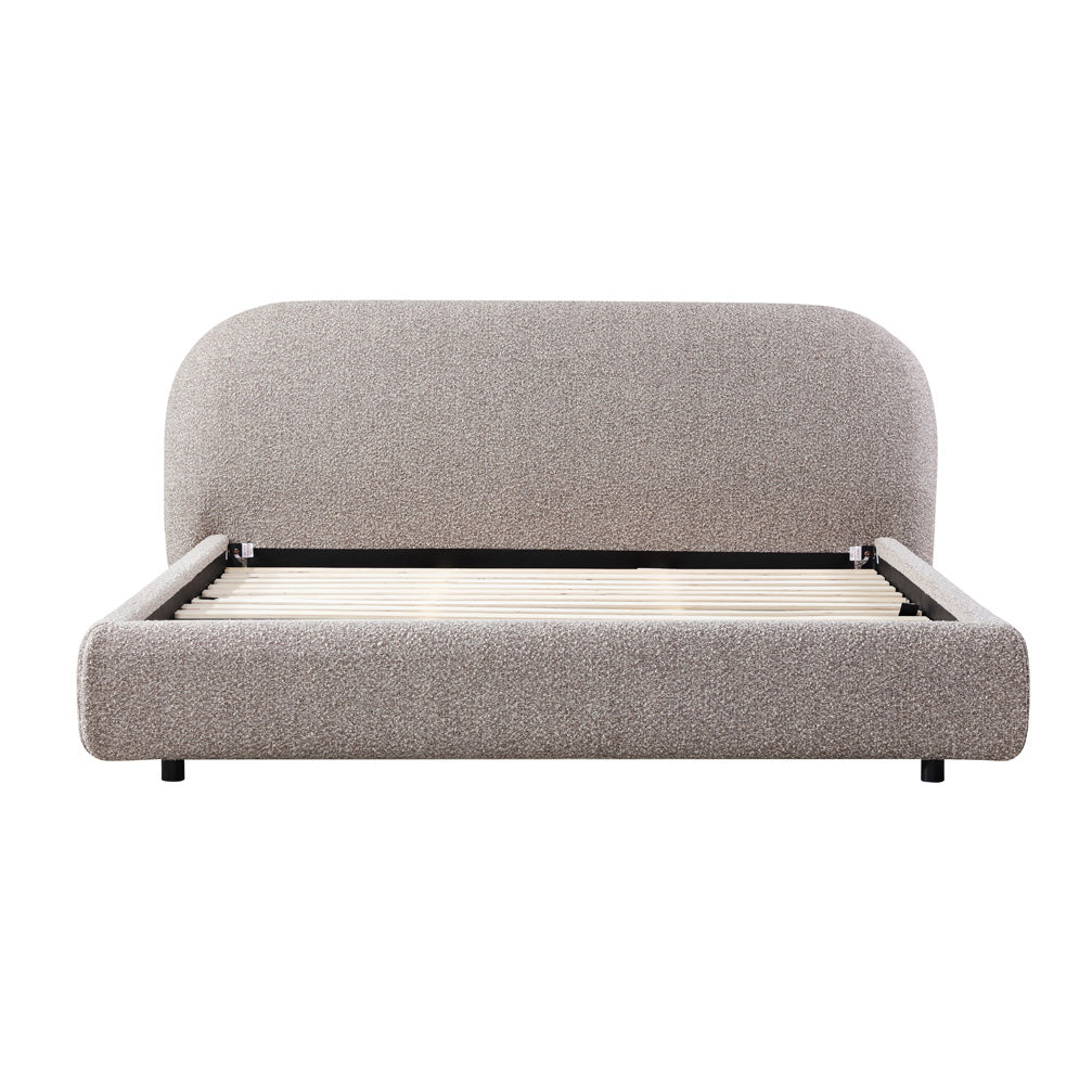 Queen Lazio Bed Frame - Olive Brown Boucle