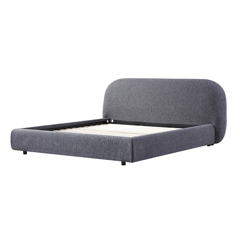 Queen Lazio Bed Frame - Charcoal Pepper Boucle