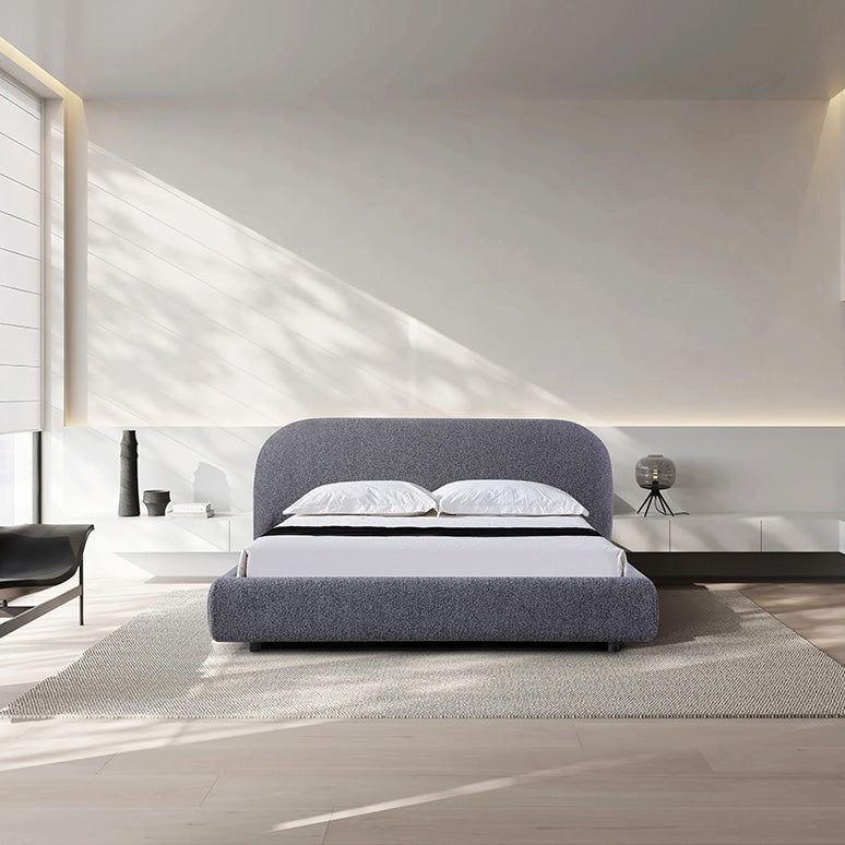Queen Lazio Bed Frame - Charcoal Pepper Boucle