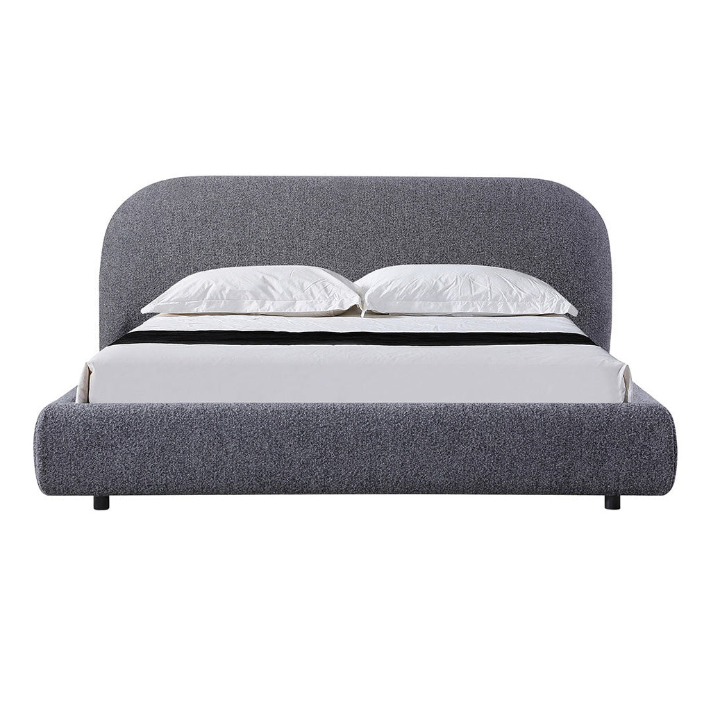 Queen Lazio Bed Frame - Charcoal Pepper Boucle