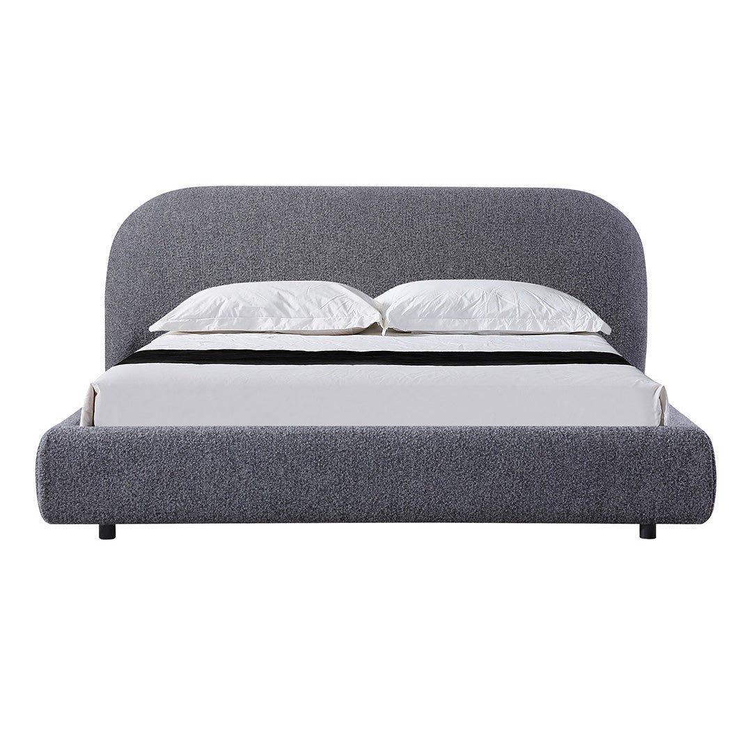 Queen Lazio Bed Frame - Charcoal Pepper Boucle