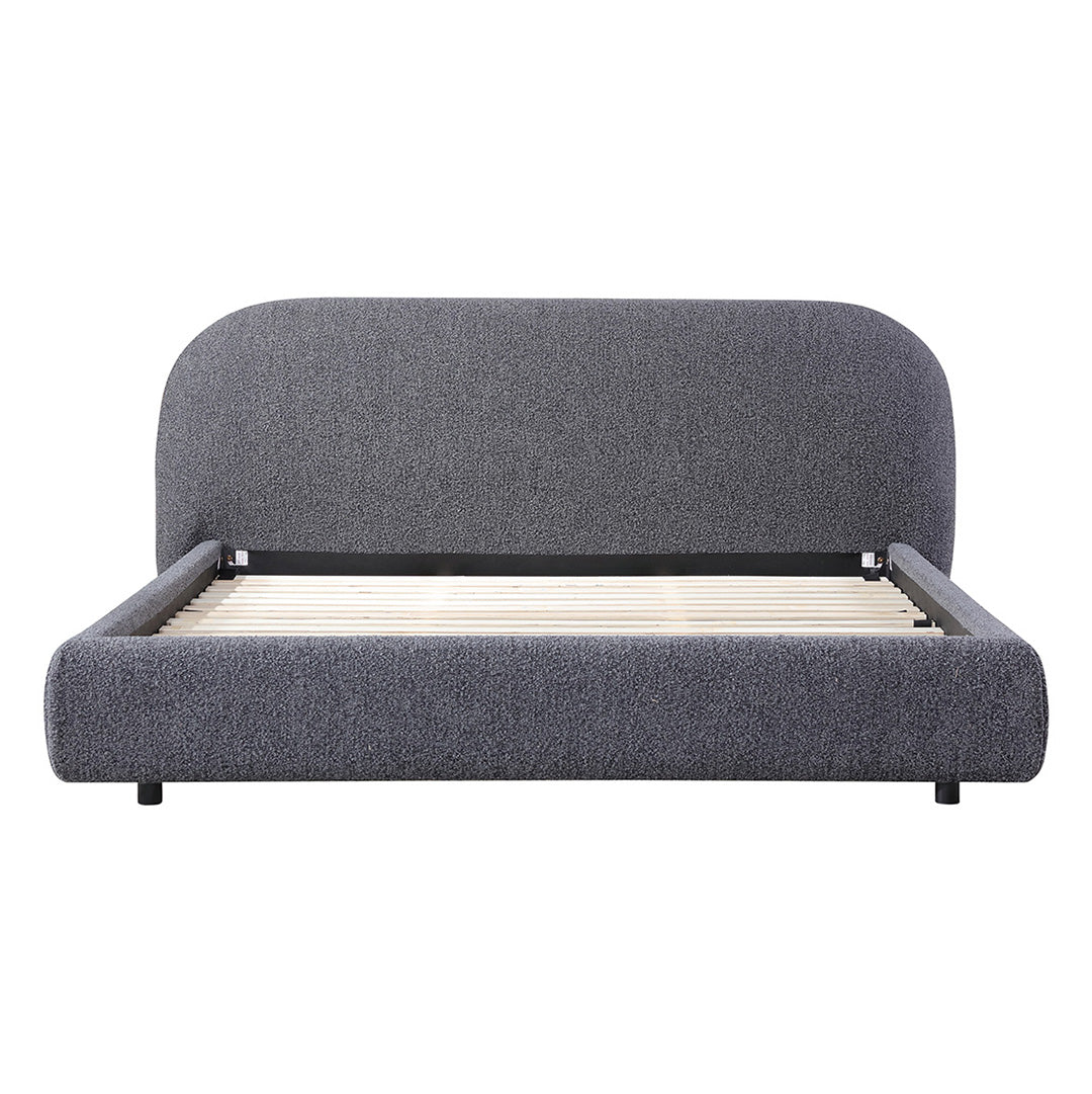 Queen Lazio Bed Frame - Charcoal Pepper Boucle