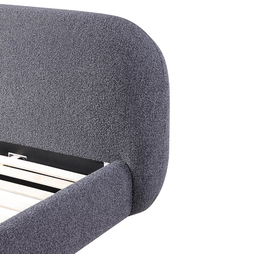 Queen Lazio Bed Frame - Charcoal Pepper Boucle