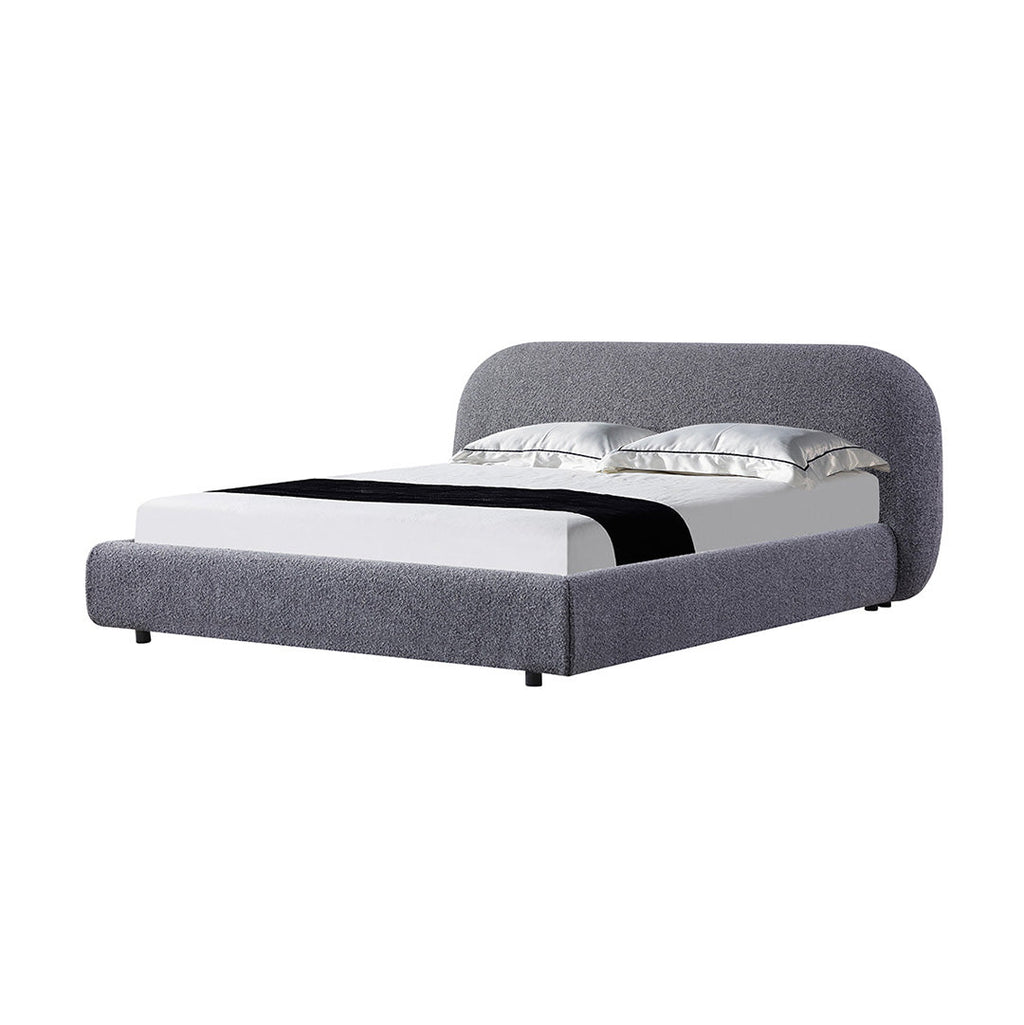 Queen Lazio Bed Frame - Charcoal Pepper Boucle