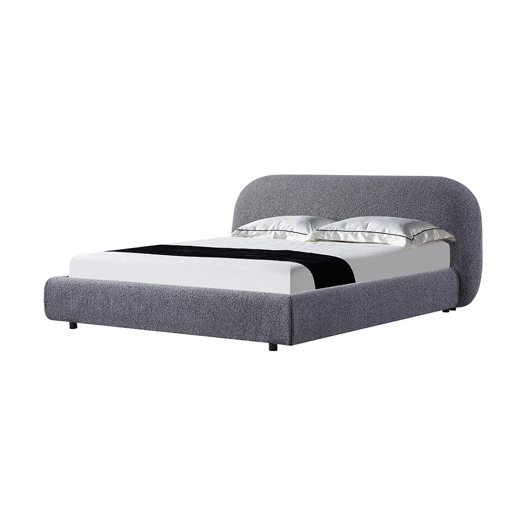 Queen Lazio Bed Frame - Charcoal Pepper Boucle
