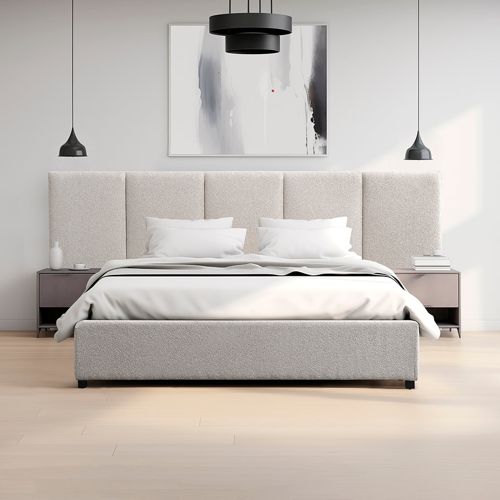 King Lazio Bed Frame - Clay Grey with Storage