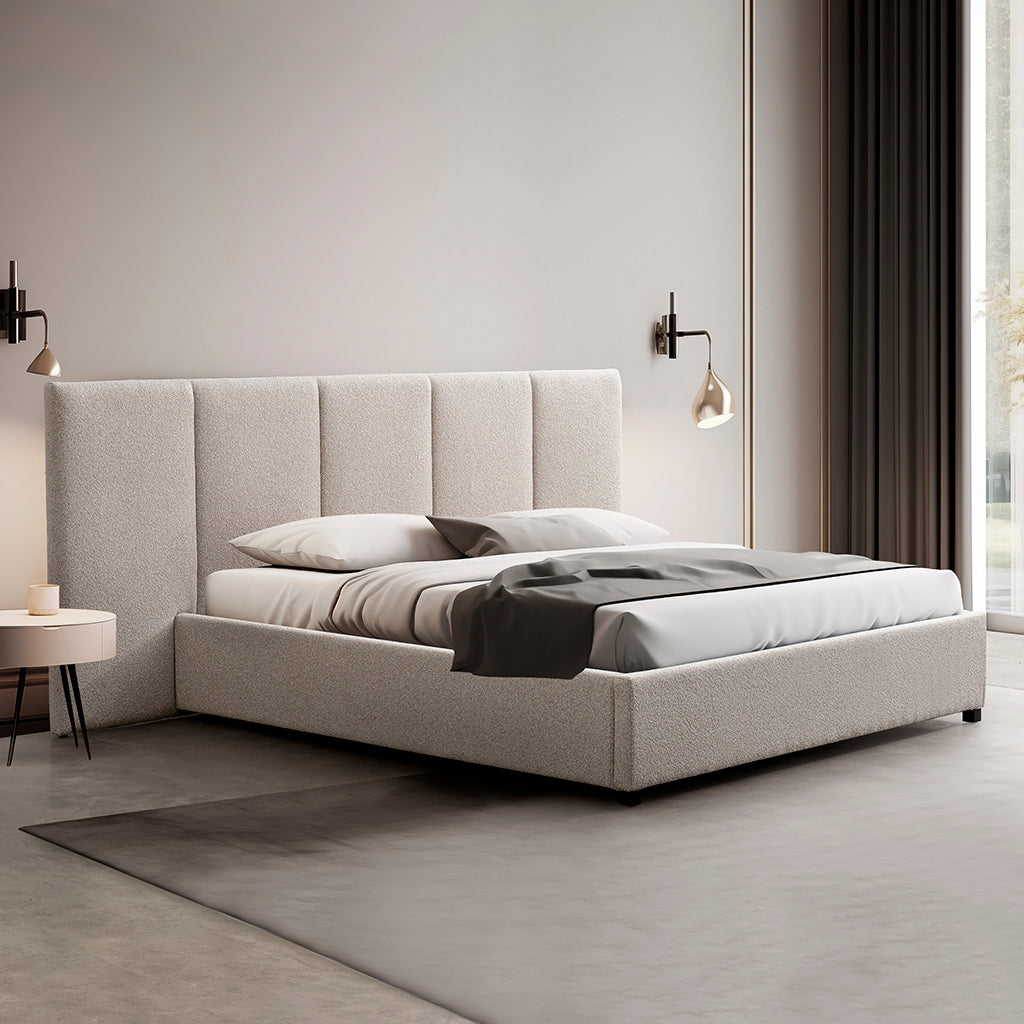 King Lazio Bed Frame - Clay Grey with Storage