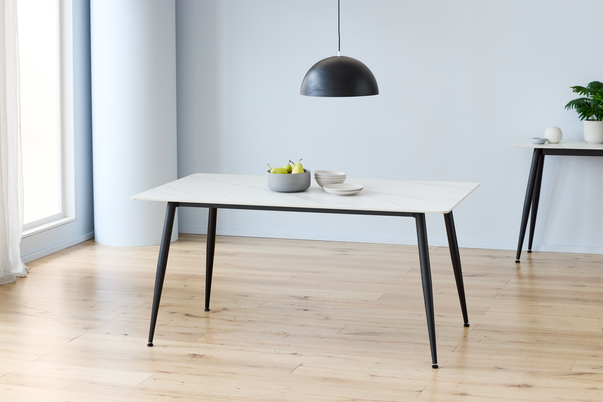 Bellvane Large Dining Table Snow White Ceramic