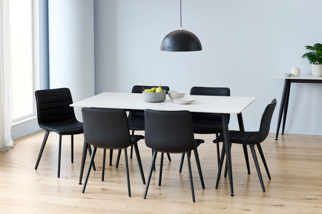 Bellvane Dining Table Snow White Ceramic