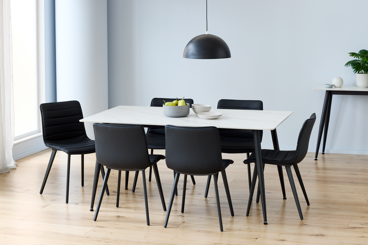 Bellvane Dining Table Snow White Ceramic