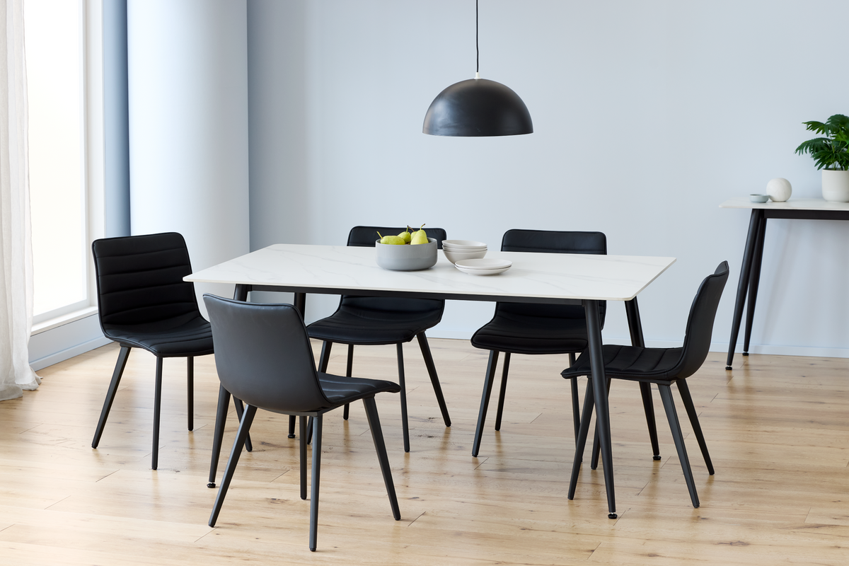 Bellvane Large Dining Table Snow White Ceramic