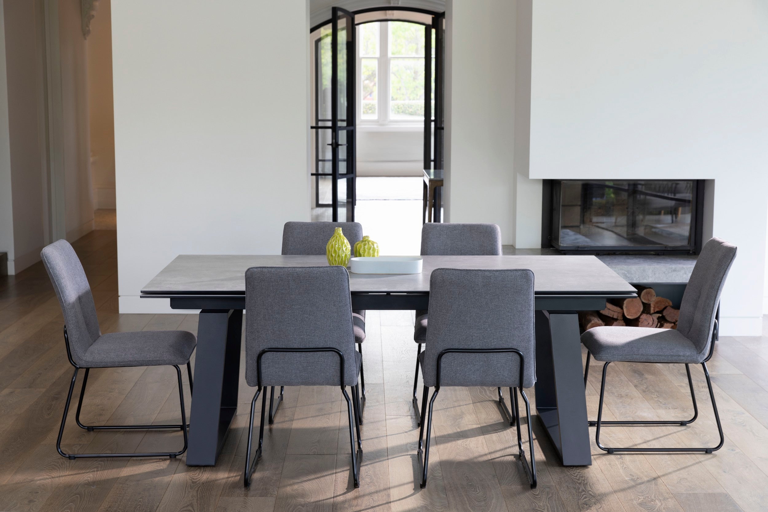 Stratum Extension Dining Table Andesite Ceramic