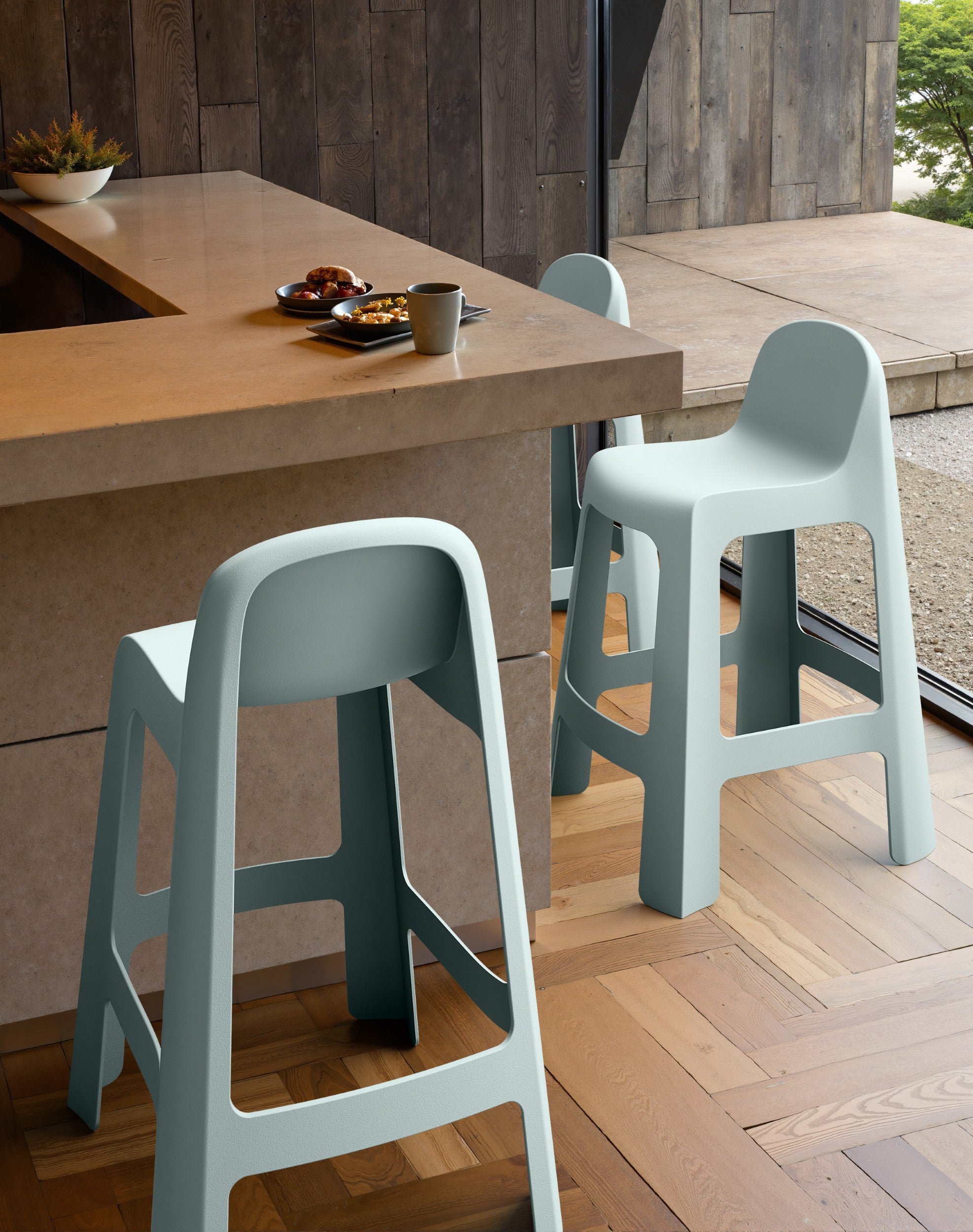 Seagrass Outdoor Bar Stool Celadon Green