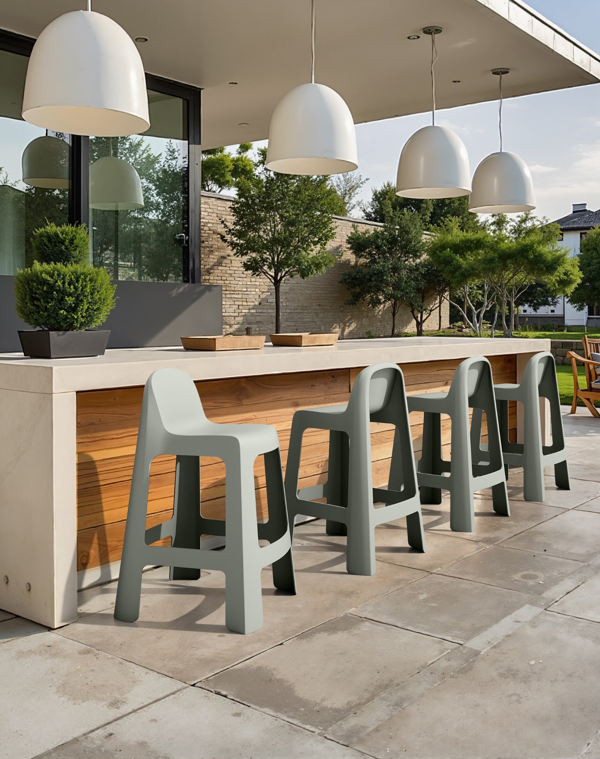 Seagrass Outdoor Bar Stool Celadon Green