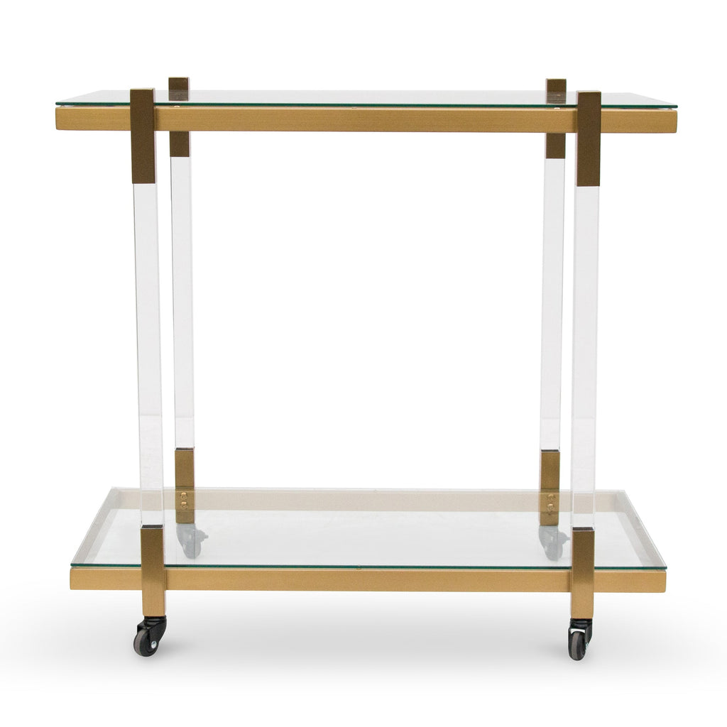 Glass Amalfi Bar Cart - Brushed Gold