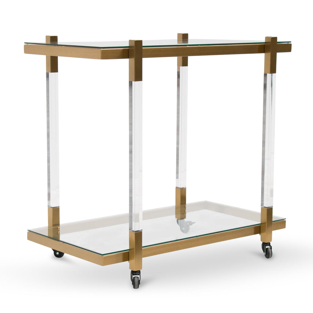 Glass Amalfi Bar Cart - Brushed Gold