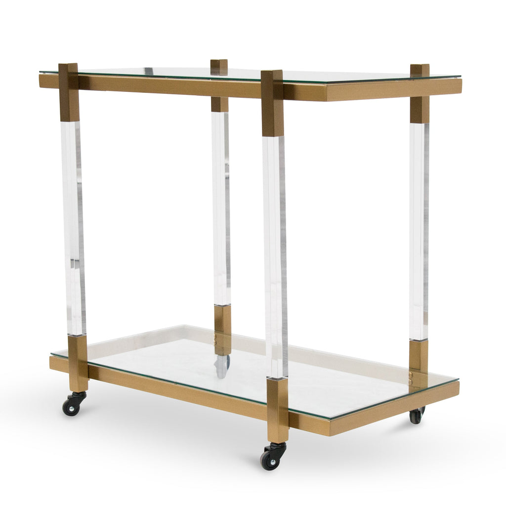 Glass Amalfi Bar Cart - Brushed Gold
