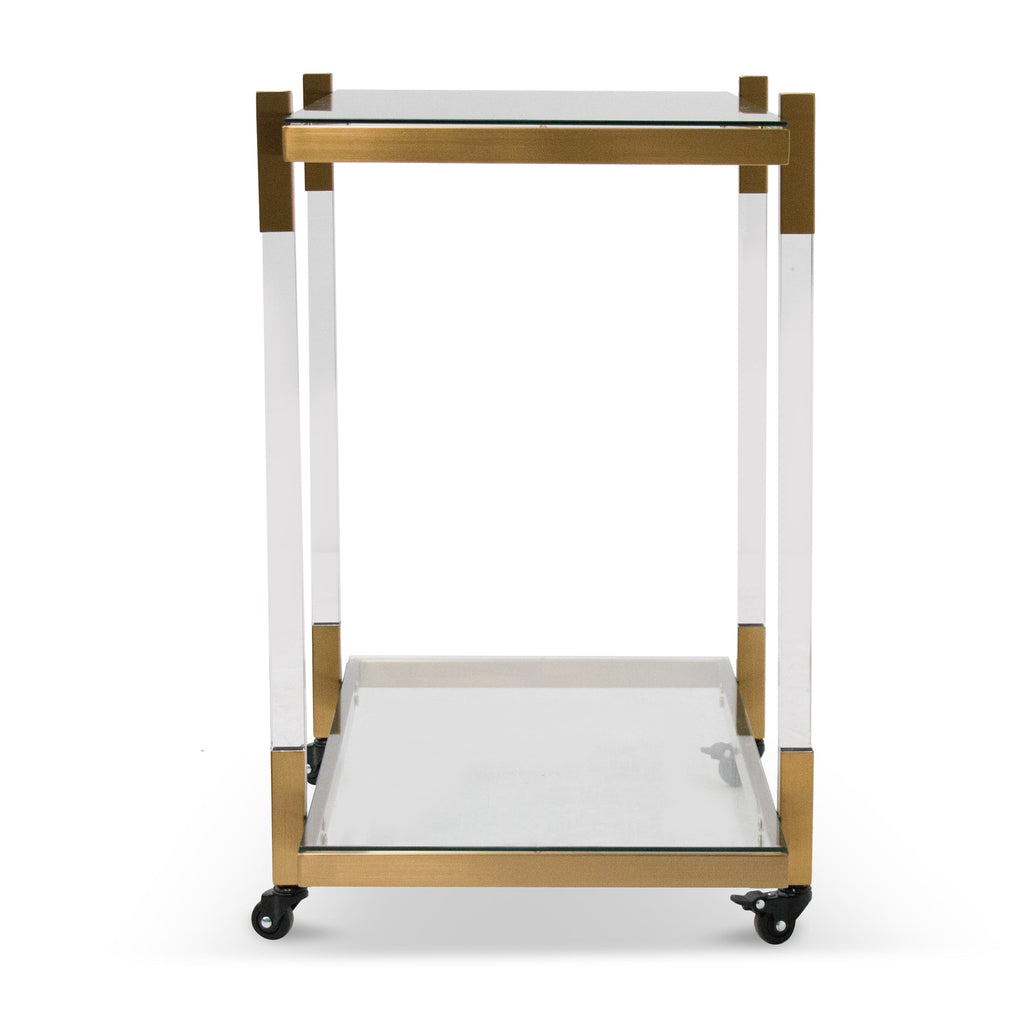Glass Amalfi Bar Cart - Brushed Gold