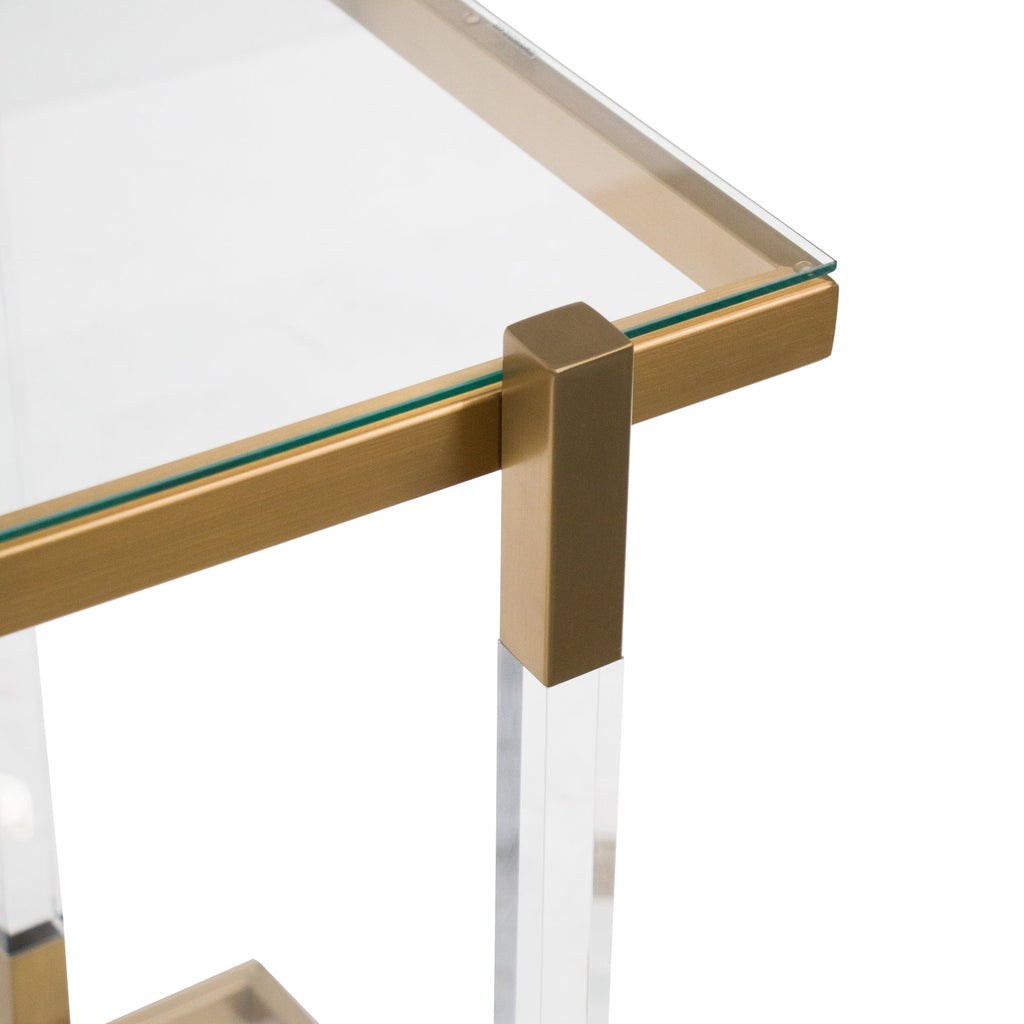 Glass Amalfi Bar Cart - Brushed Gold