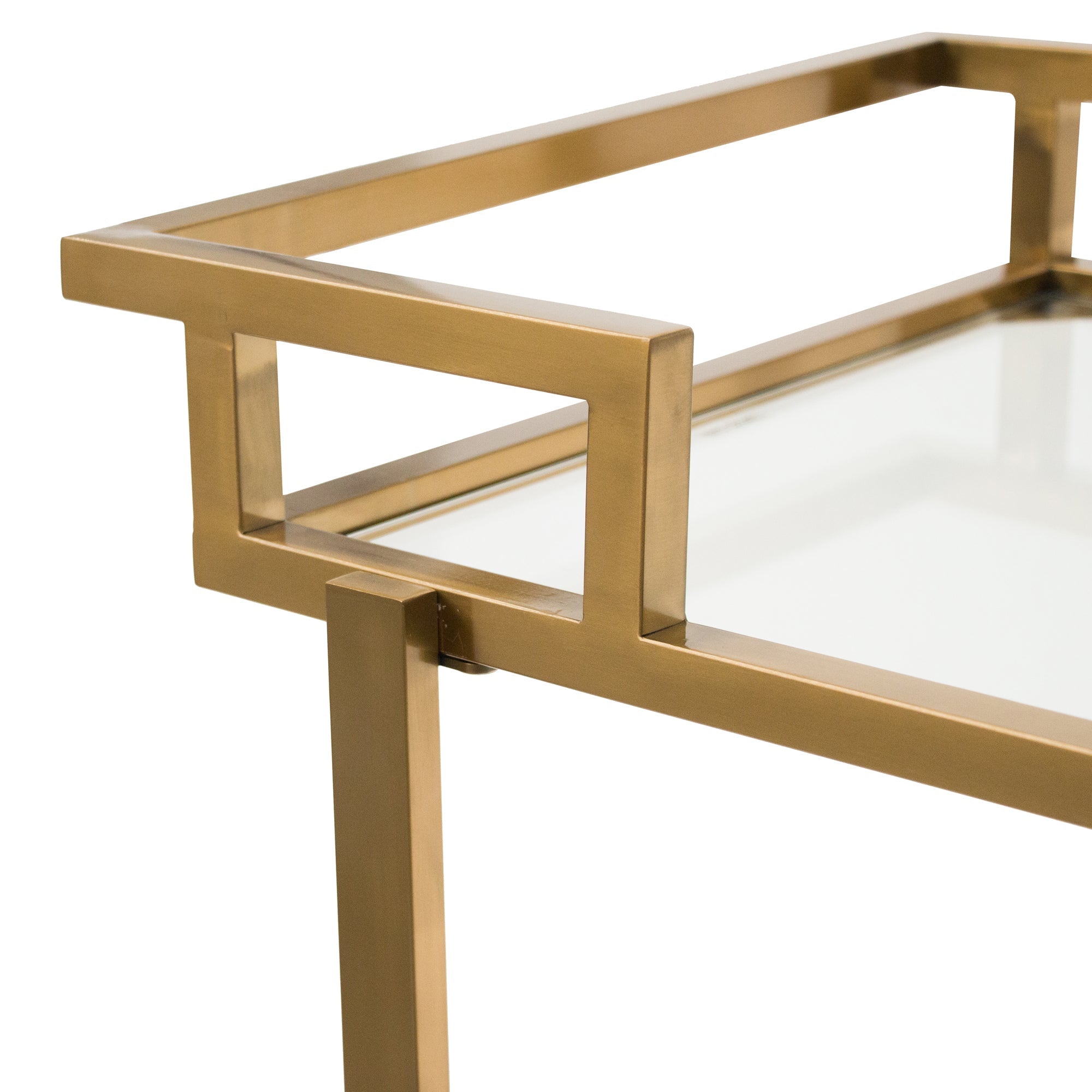 Glass Amalfi Bar Cart - Brushed Gold