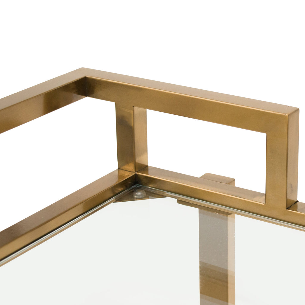 Glass Amalfi Bar Cart - Brushed Gold