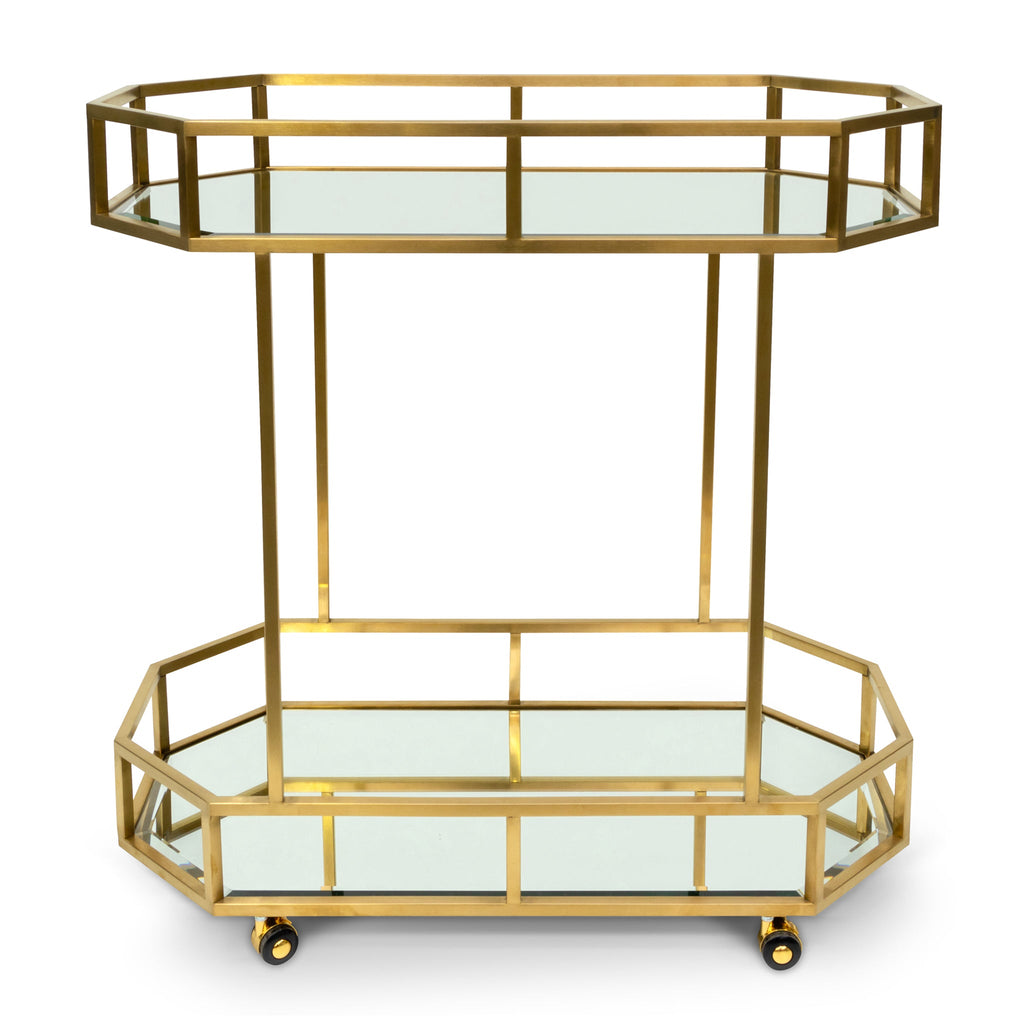 Amalfi Bar Cart - Mirror and Gold Base